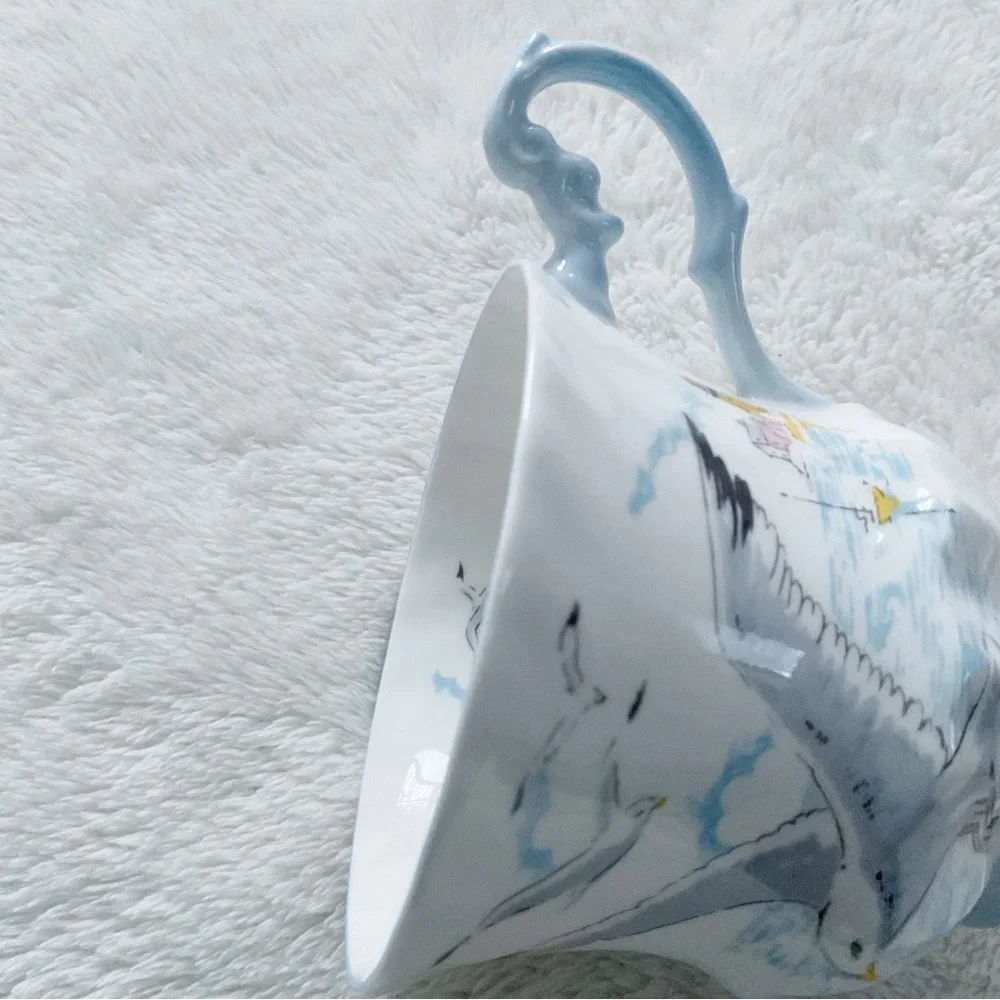 Queen’s Rosina Seagull Fluted Cup & Saucer England